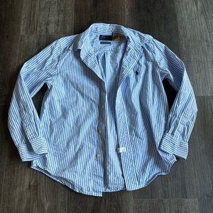 Ralph Lauren Blue & White Striped Button-Down Shirt